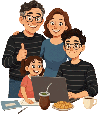 Familia usando internet